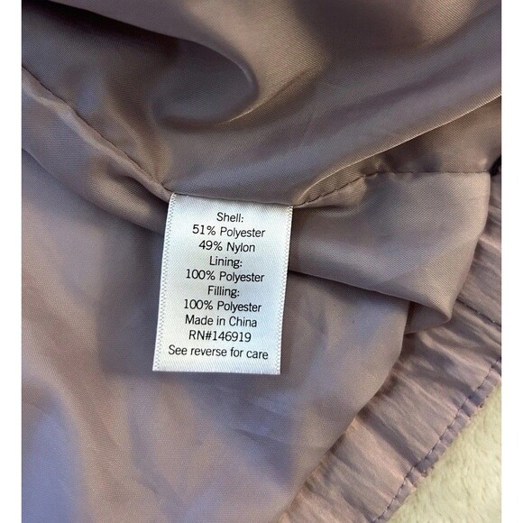 Nine West Jacket Extra Large Snap Up Puffer Bomber Quilted Pink Mauve - Picture 13 of 13